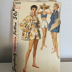 Vintage 1950s Simplicity 1659 Sewing Pattern Playsuit Beach Romper 16
